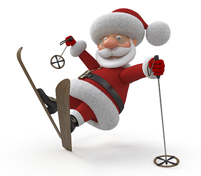 3d圣诞老人在滑雪图片下载