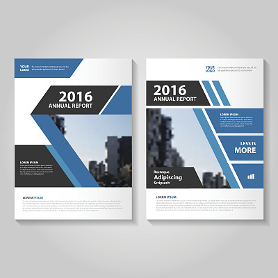 典雅蓝色矢量年度报告传单宣传册传单模板设计图片下载