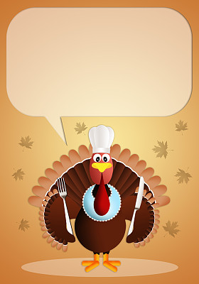 感恩节的火鸡配厨师帽图片下载