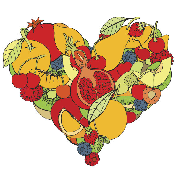 心脏来自健康的水果和浆果图片下载