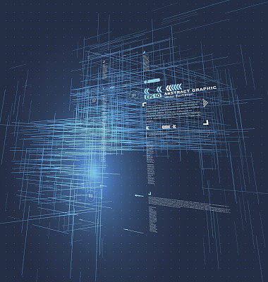 虚拟电子街道，抽象的插画技术感。图片下载