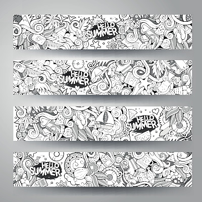 卡通涂鸦夏季横幅图片下载