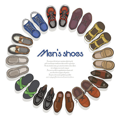 圆形框架与男鞋图片下载