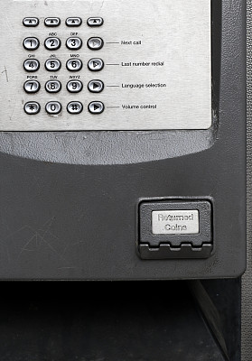 电话键盘归还硬币公共电话图片下载