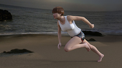 沙滩上跑步图片下载