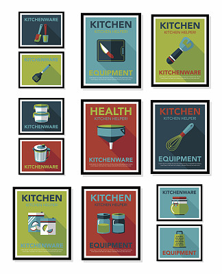 厨具海报平面旗帜设计平面背景设置，eps10图片下载