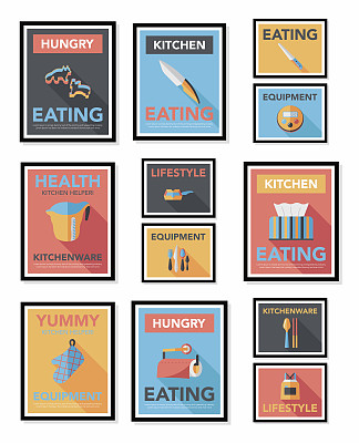 厨具海报平面旗帜设计平面背景设置，eps10图片下载