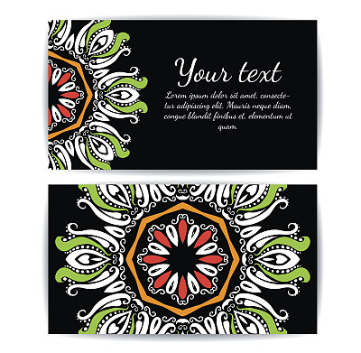 邀请、名片或横幅模板。圆形花卉载体装饰物图片下载