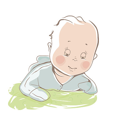 快乐的小男孩。矢量插图孤立在白色背景。图片下载