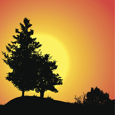 自然的矢量剪影。图片下载