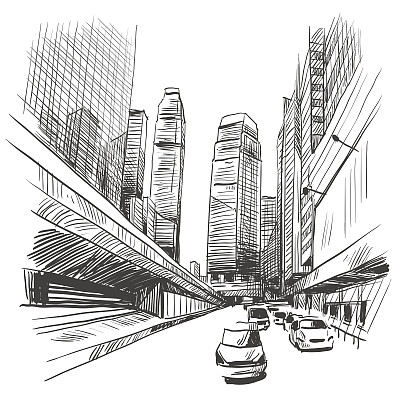 香港城市手绘，矢量图图片下载