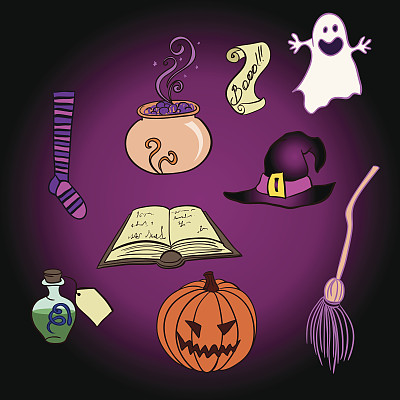 矢量万圣节对象集图片下载
