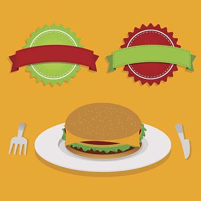 三明治和两个标签图片下载