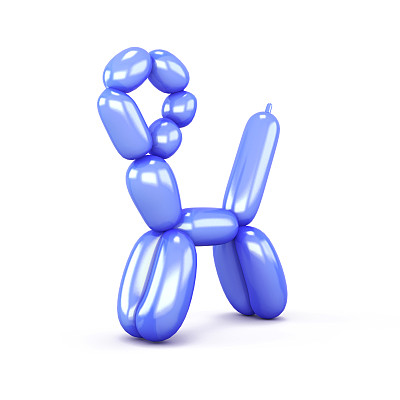 蓝猫气球孤立在白色背景。3 d渲染图像图片下载