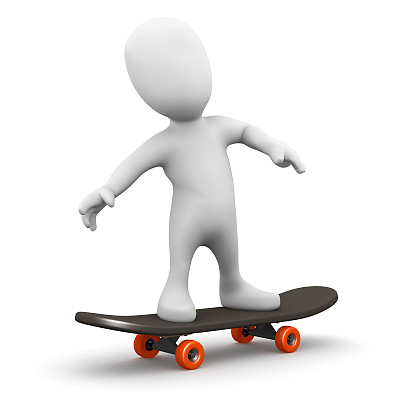 3d滑板上的小个子男人图片下载