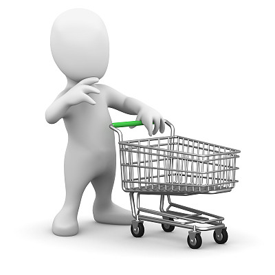 3d一个小男人推着购物车图片下载