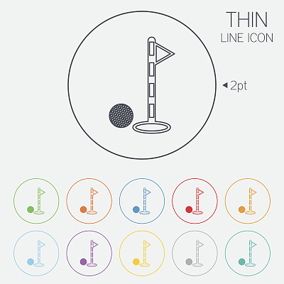 高尔夫球和洞标志图标。运动的象征。图片下载