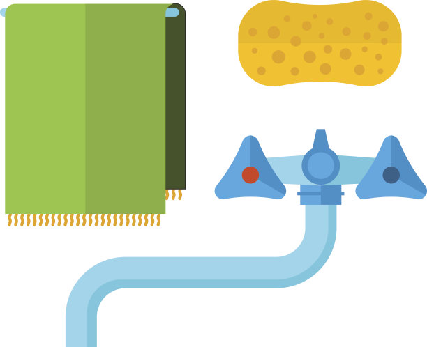 水水龙头毛巾，海绵平面矢量图标图片下载