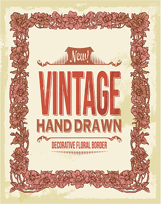 复古手绘花卉装饰边界图片下载