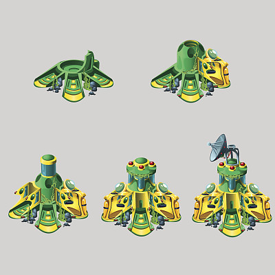 卫星天线站，5个图标开发图片下载