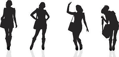 一个女商人的矢量剪影。图片下载