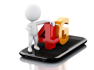 拥有智能手机和4G信号的白人。技术图片下载