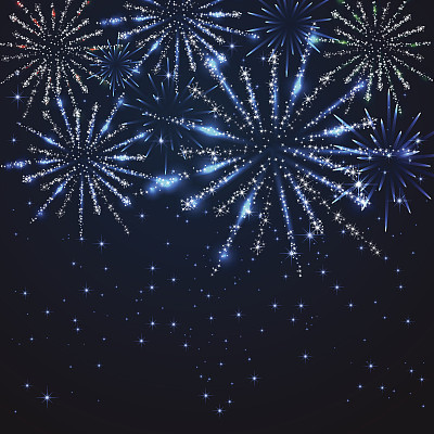 天空背景上的烟花素材图片