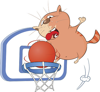 可爱的猫篮球运动员的插图图片下载