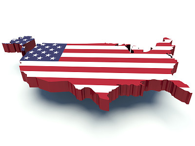 美利坚合众国地图与国旗颜色。图片下载