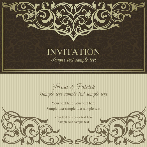 巴洛克式邀请，棕色和米色图片下载