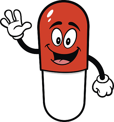 药丸吉祥物挥舞着图片下载