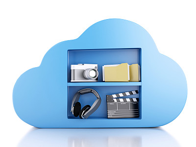 3d云计算概念与多媒体图标图片下载