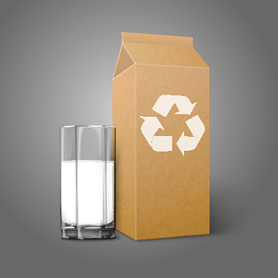 现实的空白牛皮纸包装与回收标志和玻璃图片下载