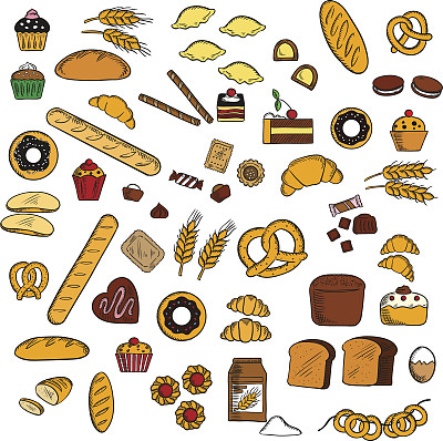 烘焙，糕点，糖果产品草图图片下载