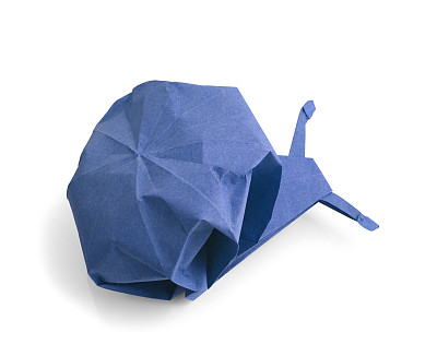 传统的蜗牛折纸，蓝色图片下载