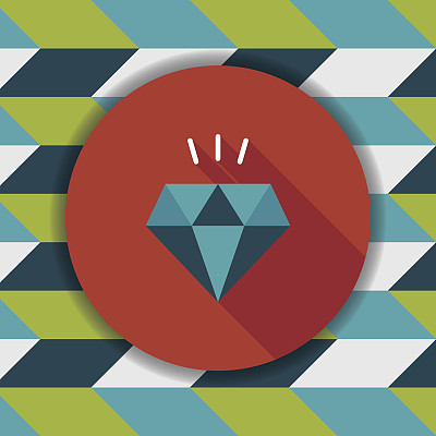 钻石平面图标与长影子，eps10图片下载