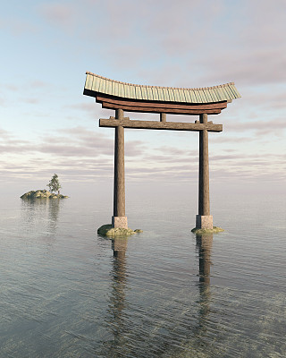 一个假想的庙宇大门的3d模型(不是照片)图片下载