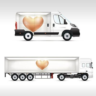 模板车辆的广告，品牌或企业身份。卡车,公共汽车。图片下载