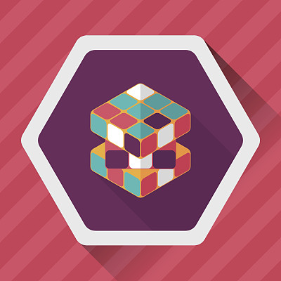 砖块玩具平面图标与长影子，eps10图片下载