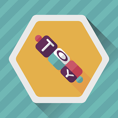 砖块玩具平面图标与长影子，eps10图片下载