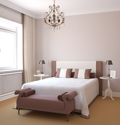 现代卧室的内部。图片下载