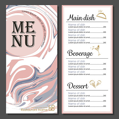 菜单设计以大理石为背景的现代餐饮餐厅图片下载