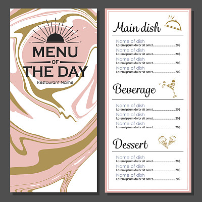 菜单设计以大理石为背景的现代餐饮餐厅图片下载