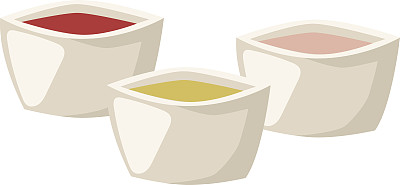 各种香料碗矢量插图图片下载