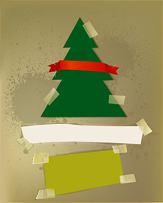 抽象的圣诞树和纸背景图片下载