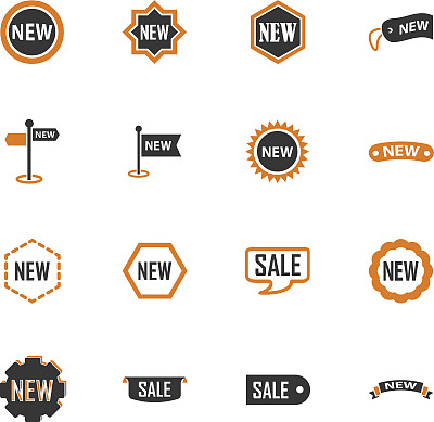 新的贴纸和标签设置图标图片下载