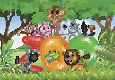 世界动物园与卡通野生动物非洲素材图片