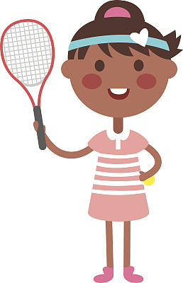 网球运动员女孩矢量插图图片下载