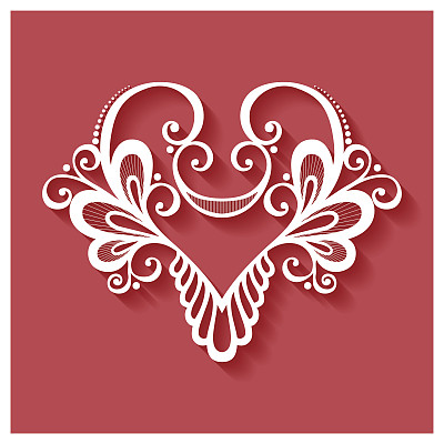 装饰花心在红色的背景。设计元素图片下载