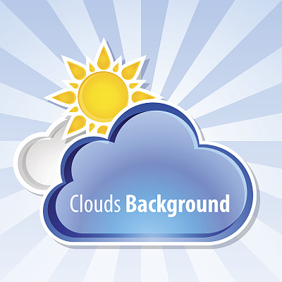 云彩背景与太阳，矢量插图图片下载